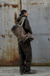 BORIS BIDJAN SABERI Leather and linen stitching travel bag INFANTERY BAG1 F1944+FMM20036